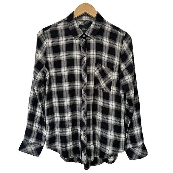 Rails Hunter Rayon Button Down Shirt Size S Midnight Snow Plaid NEW - Picture 4 of 12